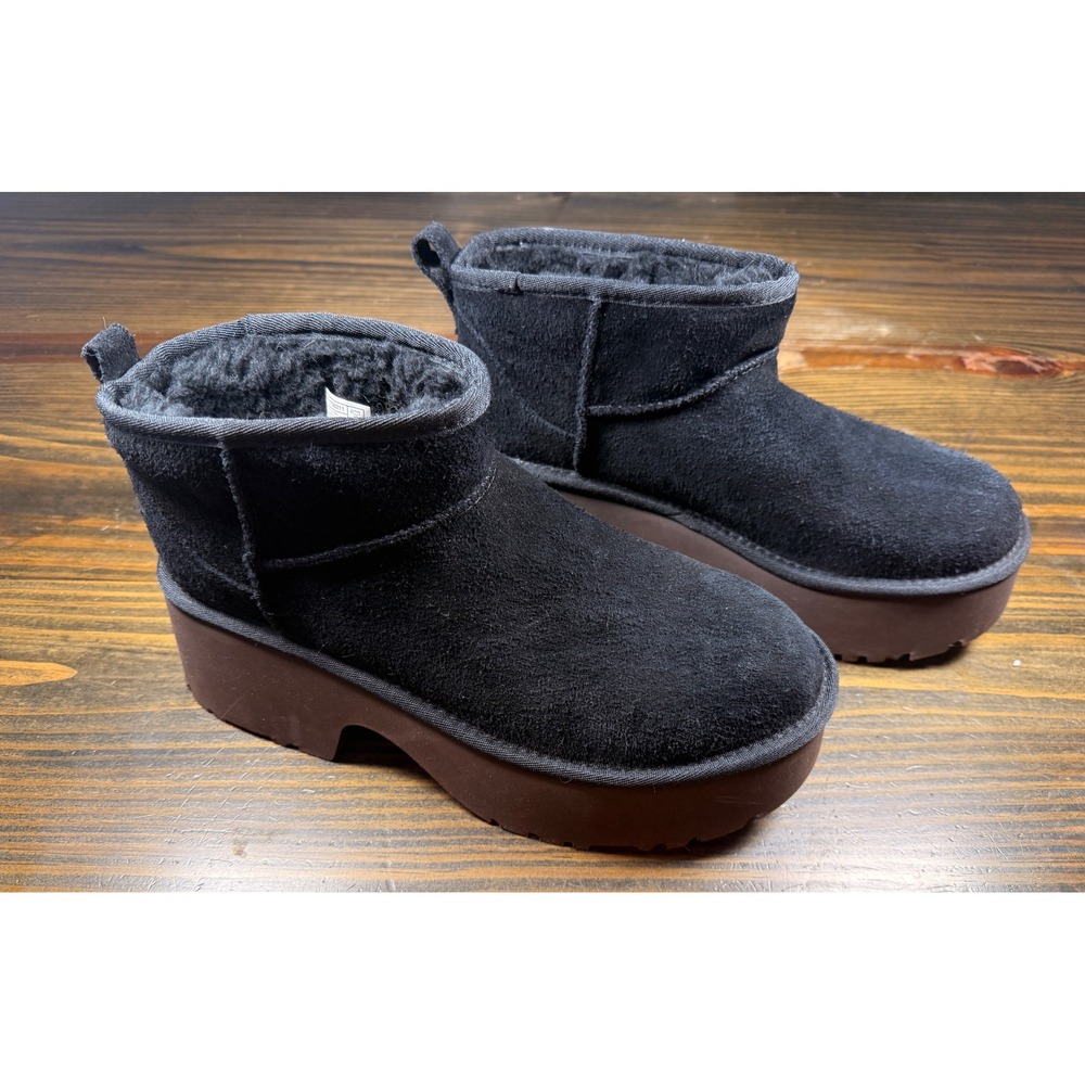 UGG Classic Ultra Mini Platform Black Suede Boots Womens 11 New